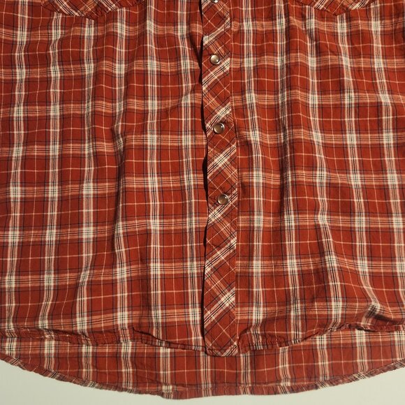 Old Navy Pearl Snap Shirt Western Red Black Plaid Rodeo Cowboy Mens XXL‎ 2XL EUC - Picture 5 of 13